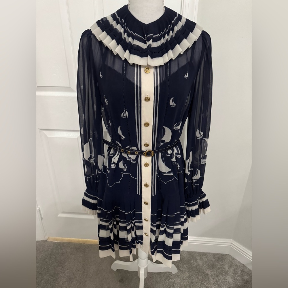 Zimmermann Navy and White Sailboat Mini Dress